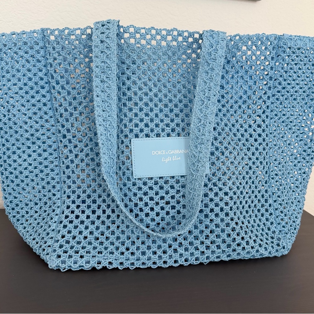 Dolce & Gabbana Light Blue Crochet Tote